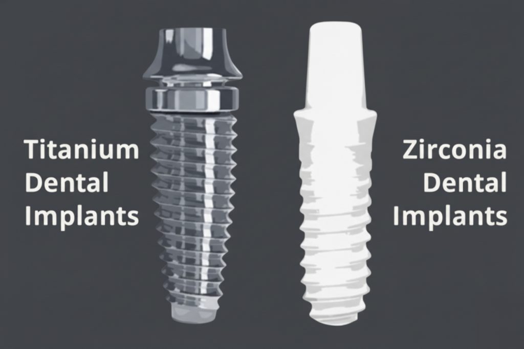 Titanium and Zirconia Dental Implants
