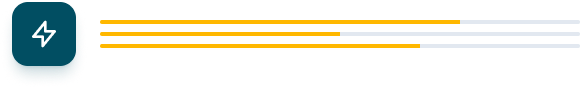 Teal rounded square with a white lightning bolt icon, beside two horizontal progress bars showing partial completion (orange filled portions with gray/white remaining).