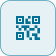 Blue square icon containing a white QR code.